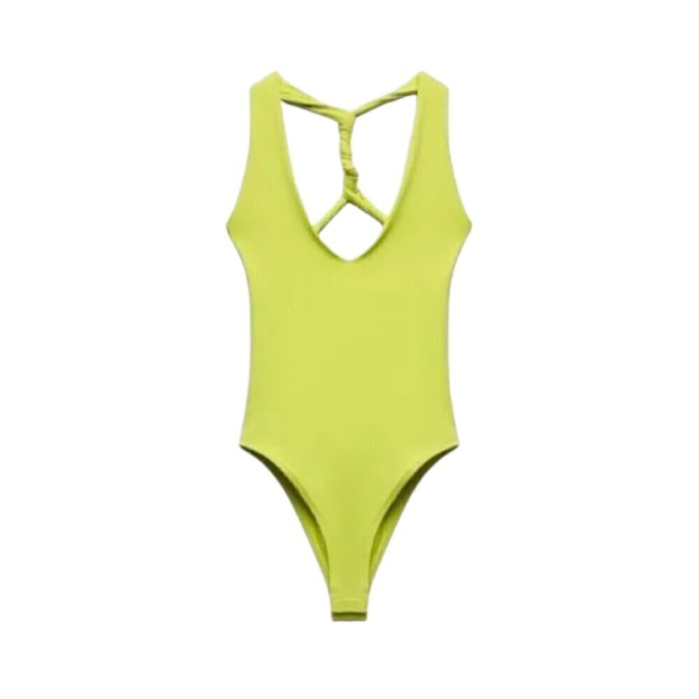Women's S NWT Zara Twisted Straps Double Layer Bodysuit
